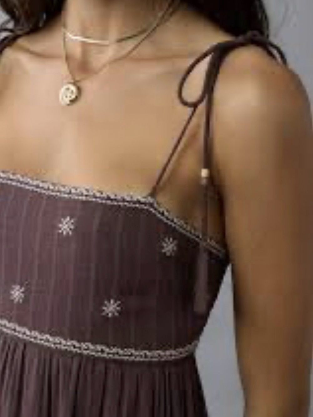 American Eagle Outfitters Brown Embroidered Maxi Dress - Picture 2 of 11